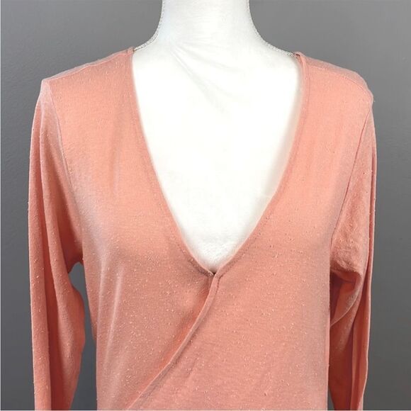 UO Out From Under Callie Rose Draped Textured Surplice Long Sleeve Shirt. Size M - Picture 2 of 15